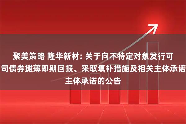 聚美策略 隆华新材: 关于向不特定对象发行可转换公司债券摊薄即期回报、采取填补措施及相关主体承诺的公告